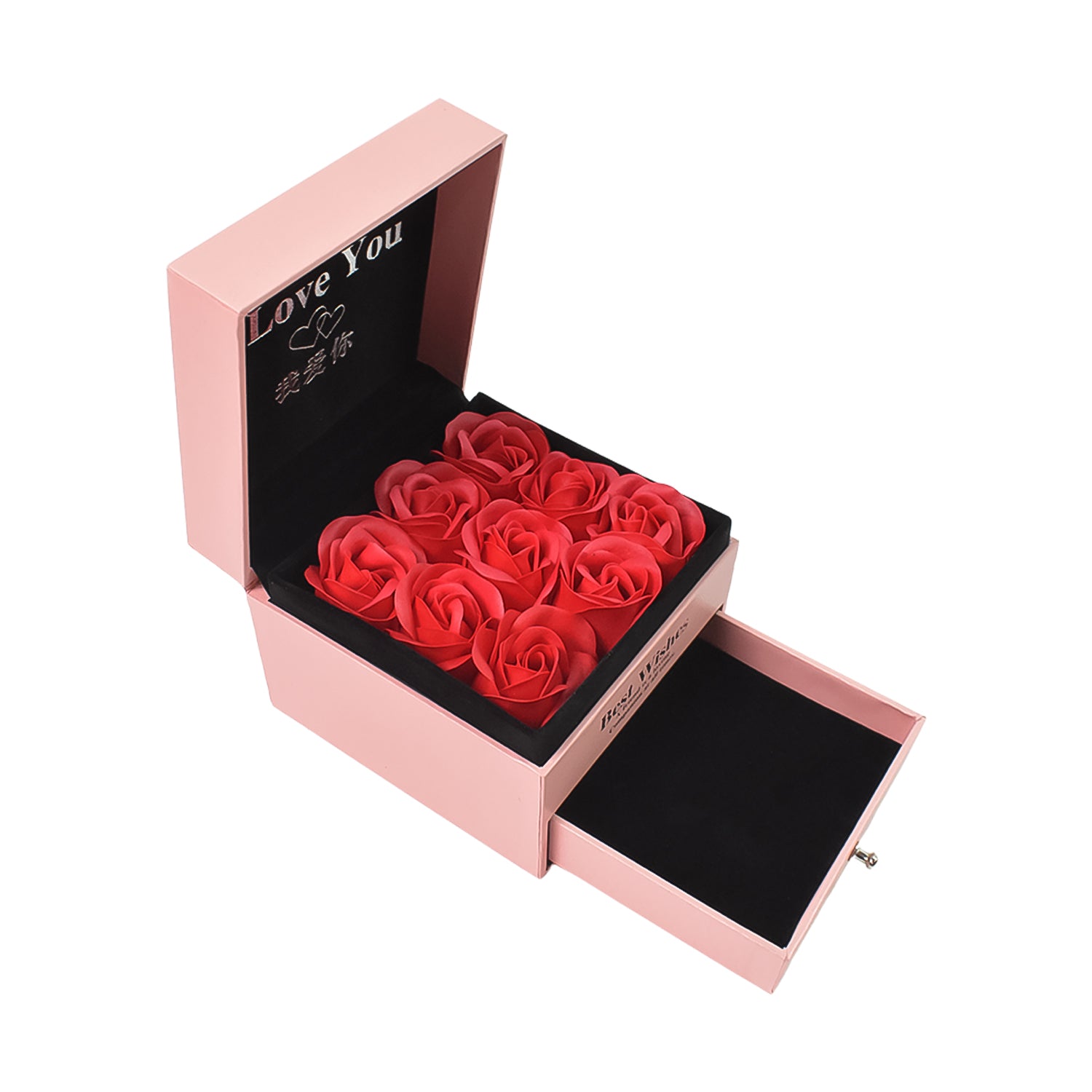 Preserved Eternal Rose Flower Gift Box Drawer with I Love You & Artificial 9 Pcs Rose (1 Set) - Shivani Jaswal Preserved Eternal Rose Flower Gift Box Drawer with I Love You & Artificial 9 Pcs Rose (1 Set)