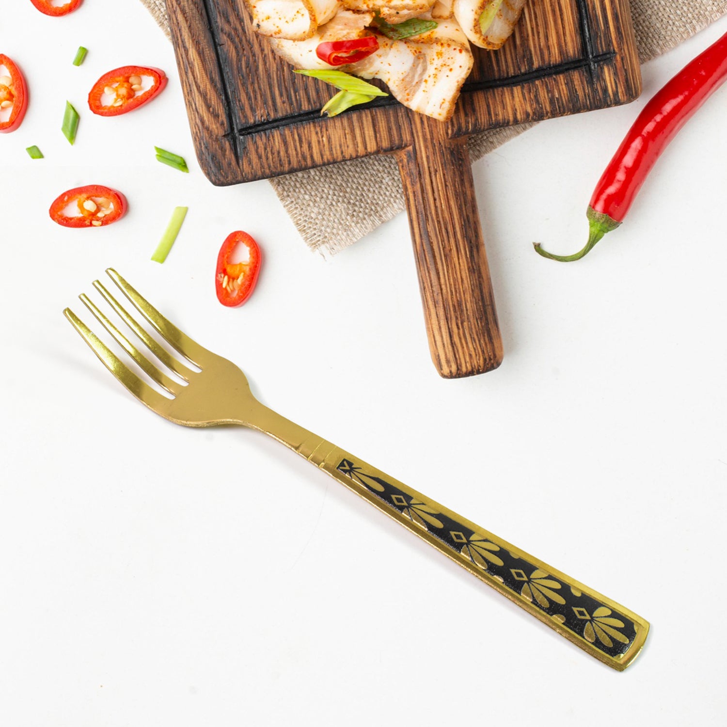 Stainless Steel Premium Fork Traditional Design Tablewar (6 Pcs Set / Golden) - Shivani Jaswal Stainless Steel Premium Fork Traditional Design Tablewar (6 Pcs Set / Golden)