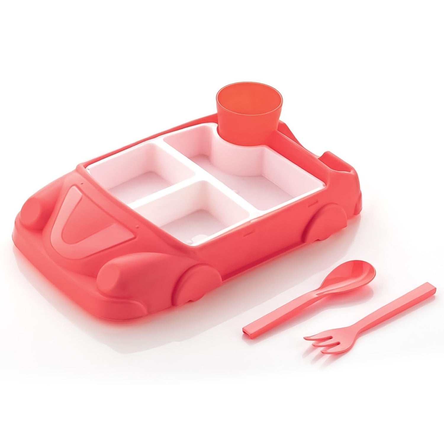 Kid's Car Shaped Plates Cup / Lunch Box Dinnerware Set (4 Pcs Set / 1000 ML Lunch Box) - Shivani Jaswal Kid's Car Shaped Plates Cup / Lunch Box Dinnerware Set (4 Pcs Set / 1000 ML Lunch Box)