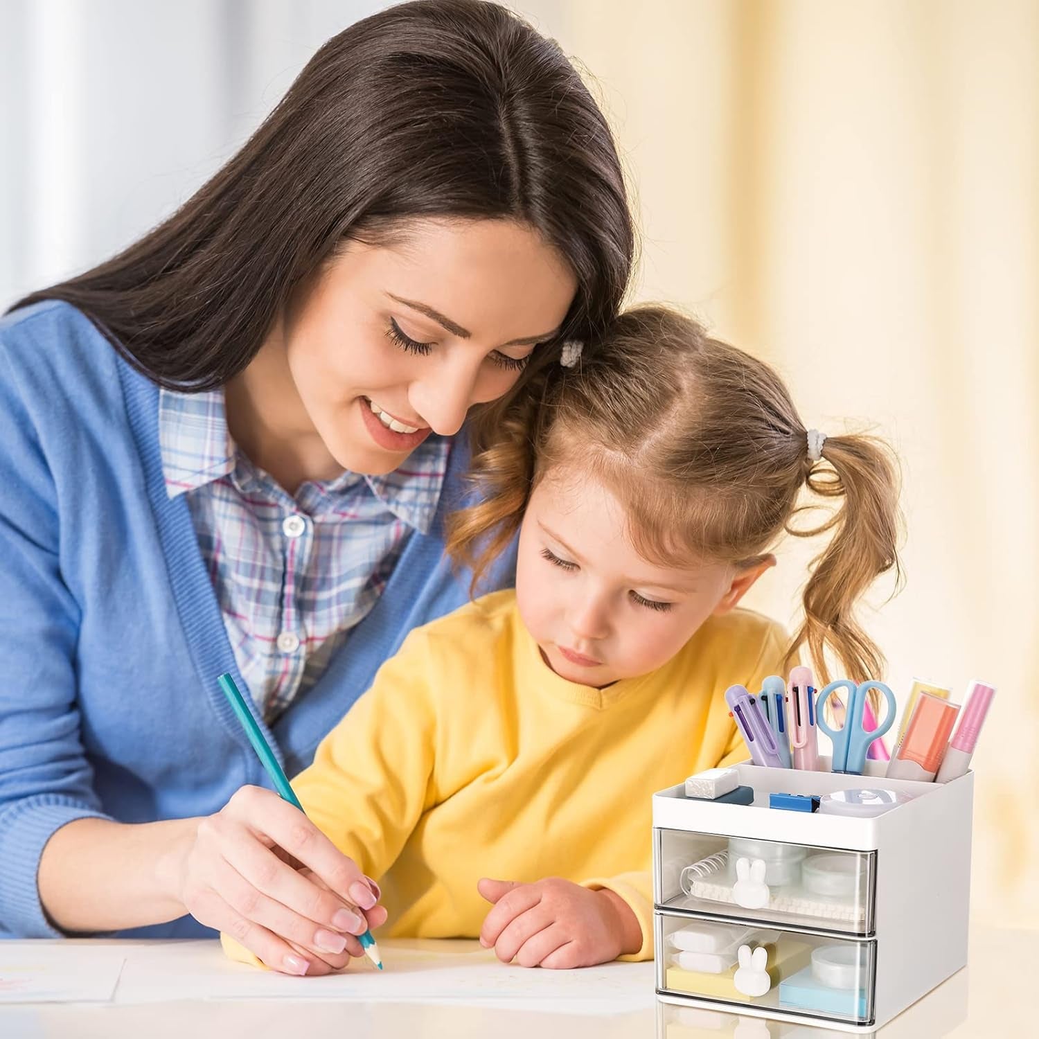2 Layer 5 Compartment Desk Organizer with Transparent Drawer (1 Pc / 15×13×11 Cm) - Shivani Jaswal 2 Layer 5 Compartment Desk Organizer with Transparent Drawer (1 Pc / 15×13×11 Cm)