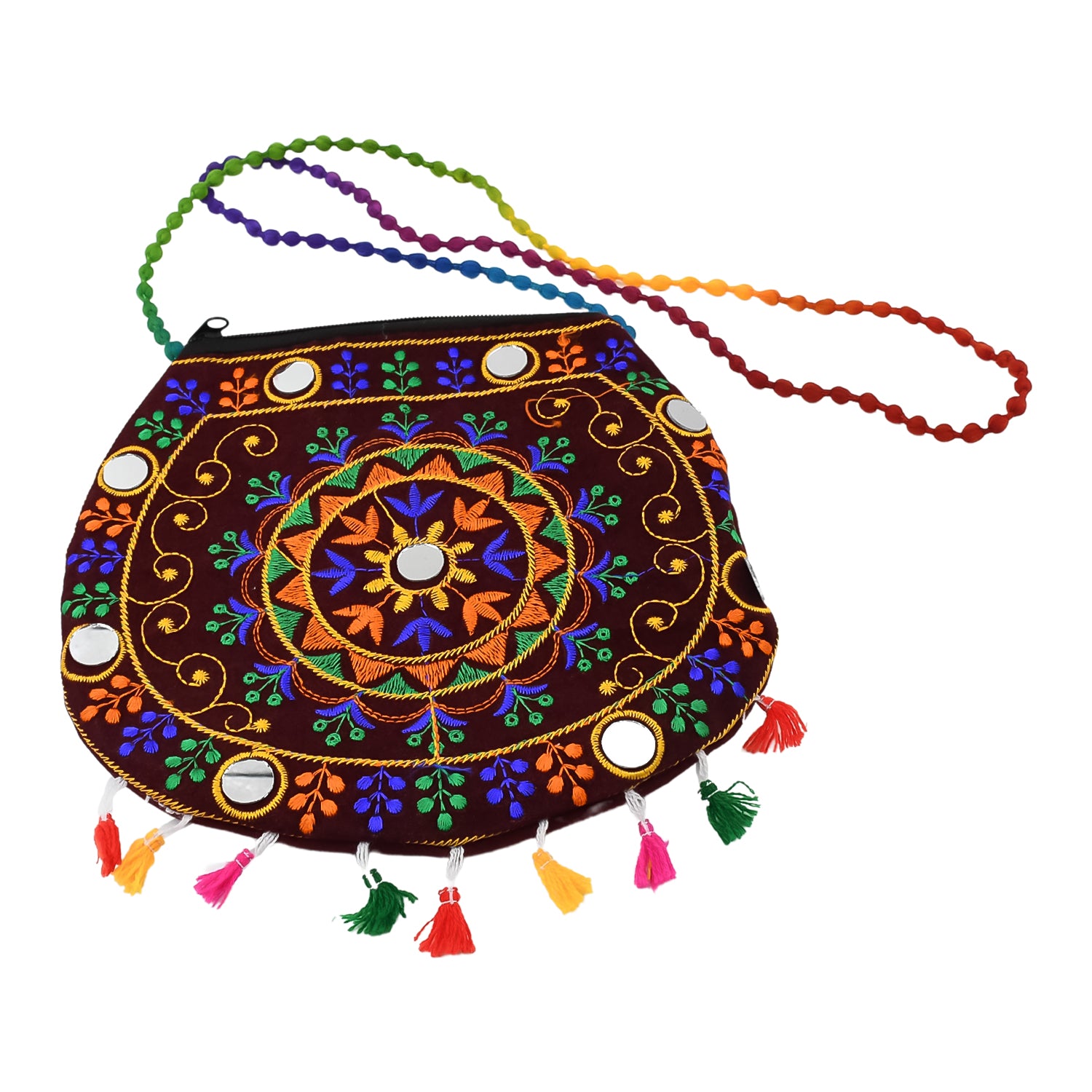 Handcrafted Cotton Embroidered Shoulder Bag / Purse for Girls & women (1 Pc / 9 Inch / Mix Desing) - Shivani Jaswal Handcrafted Cotton Embroidered Shoulder Bag / Purse for Girls & women (1 Pc / 9 Inch / Mix Desing)