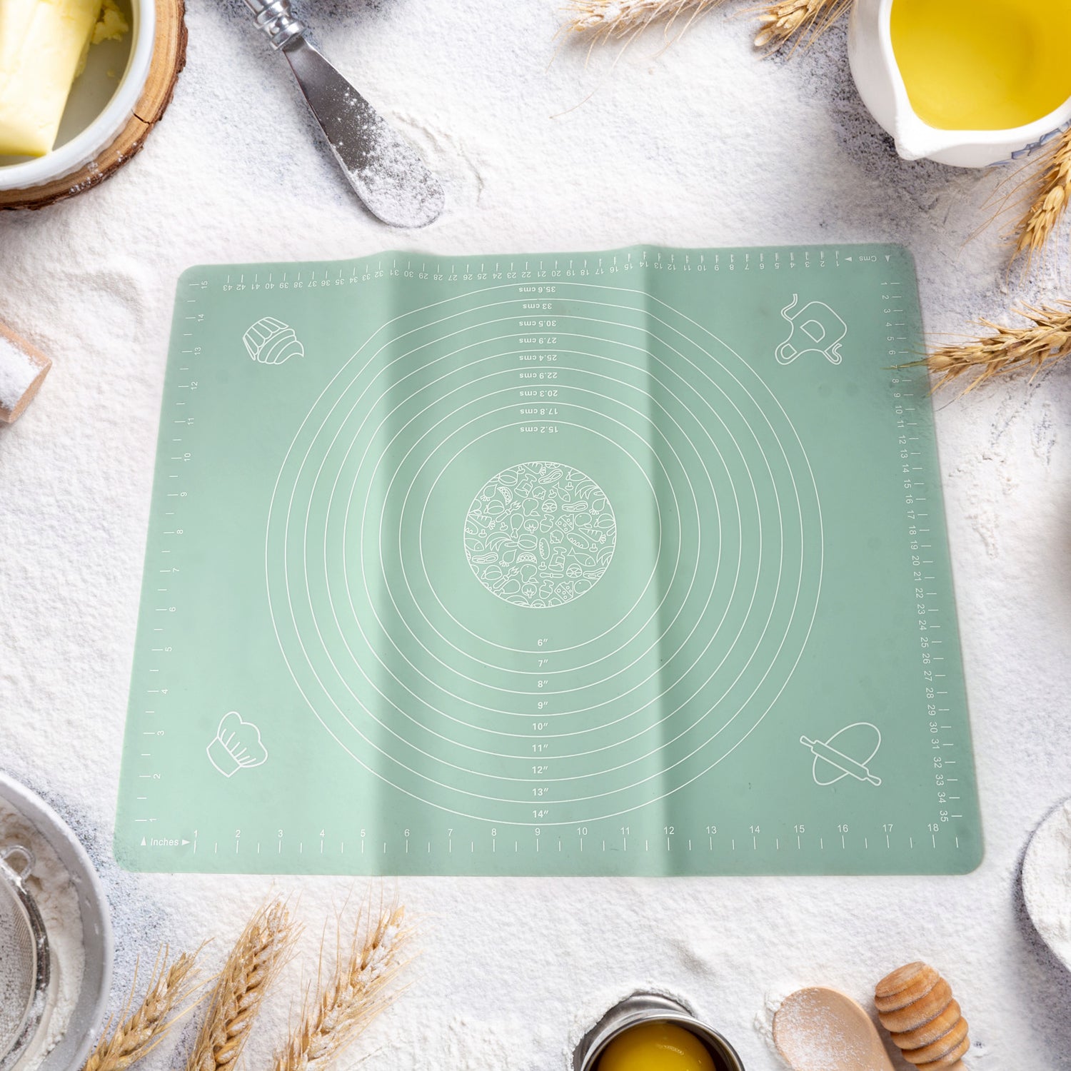Mat, Rolling Baking Mat with Measurements (50×40 Cm) - Shivani Jaswal Mat, Rolling Baking Mat with Measurements (50×40 Cm)