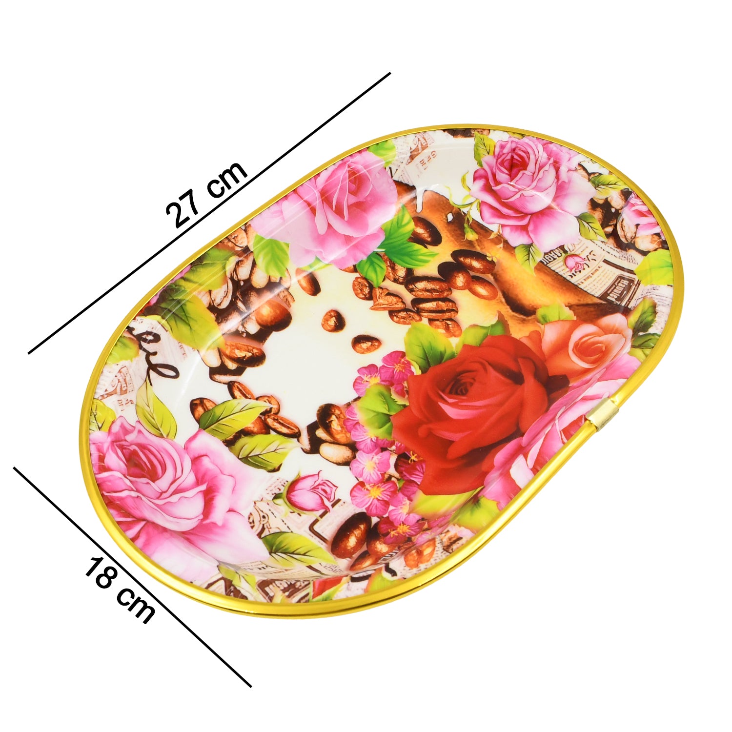 Small Plastic Flower Printed Design Serving Tray (1 Pc / 27 x 18 CM / Mix Color) - Shivani Jaswal Small Plastic Flower Printed Design Serving Tray (1 Pc / 27 x 18 CM / Mix Color)
