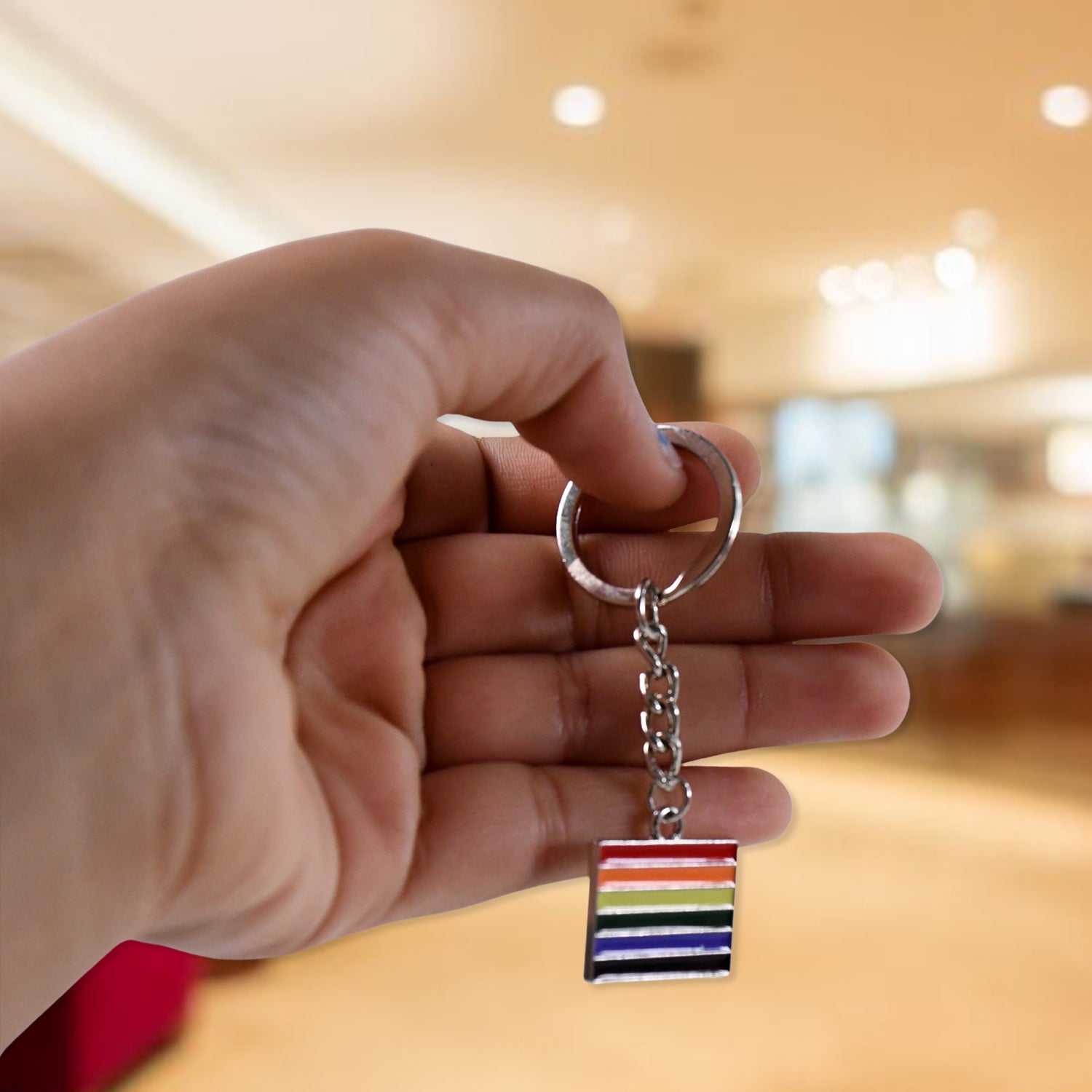 Rainbow Design Metal Keyring Key Chain (1 Pc Mix Design) - Shivani Jaswal Rainbow Design Metal Keyring Key Chain (1 Pc Mix Design)