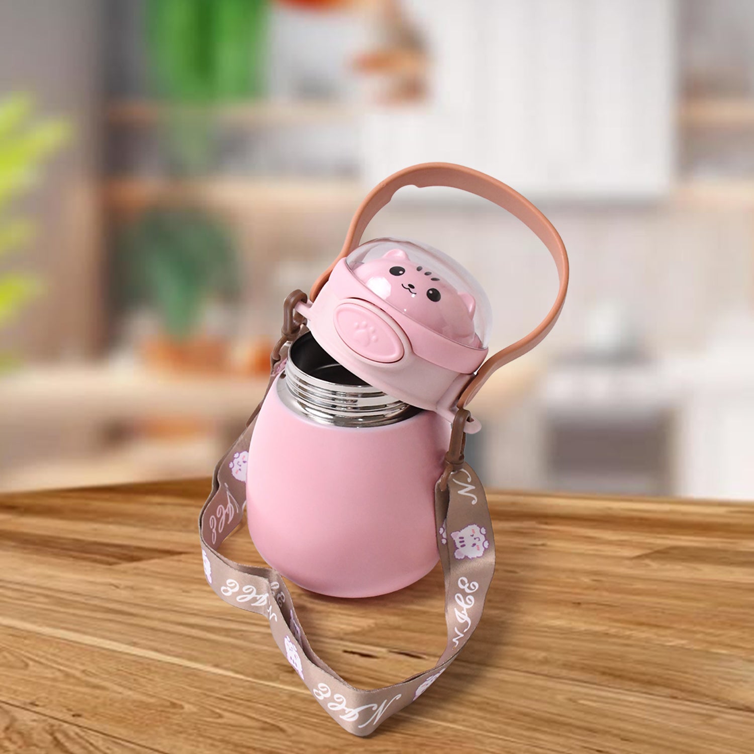 Stainless Steel Kitten / Bottle Vacuum Insulated Cup With Handle & Strap (700 ML) - Shivani Jaswal Stainless Steel Kitten / Bottle Vacuum Insulated Cup With Handle & Strap (700 ML)