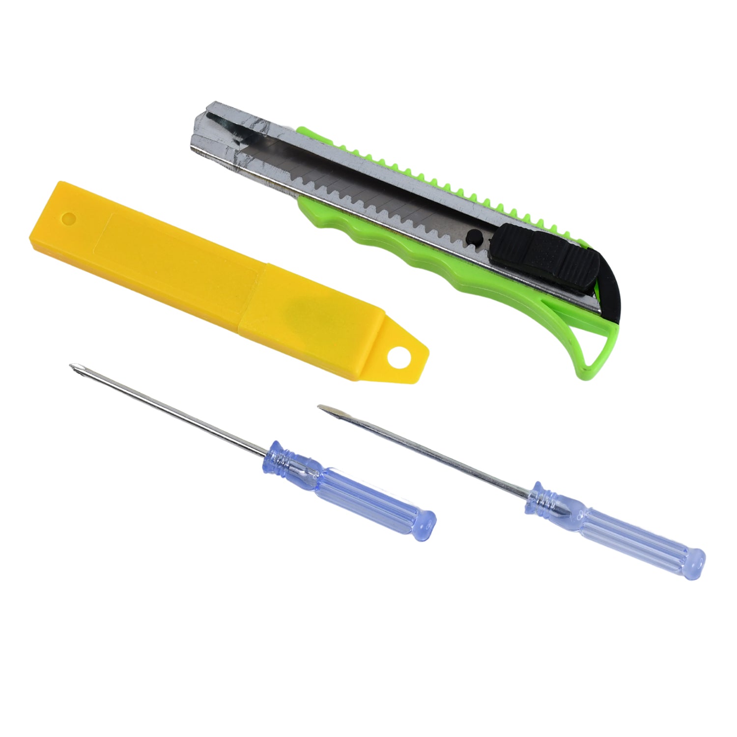 Heavy Duty Working Cutter Knife with replacement blade, 2 Screwdriver Hand Tool (4 Pc Set) - Shivani Jaswal Heavy Duty Working Cutter Knife with replacement blade, 2 Screwdriver Hand Tool (4 Pc Set)