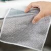 Double-Sided Microfiber Cloth & Stainless Steel Scrubber â€“ Non-Scratch Wire (1 Pc, 20x20 cm)