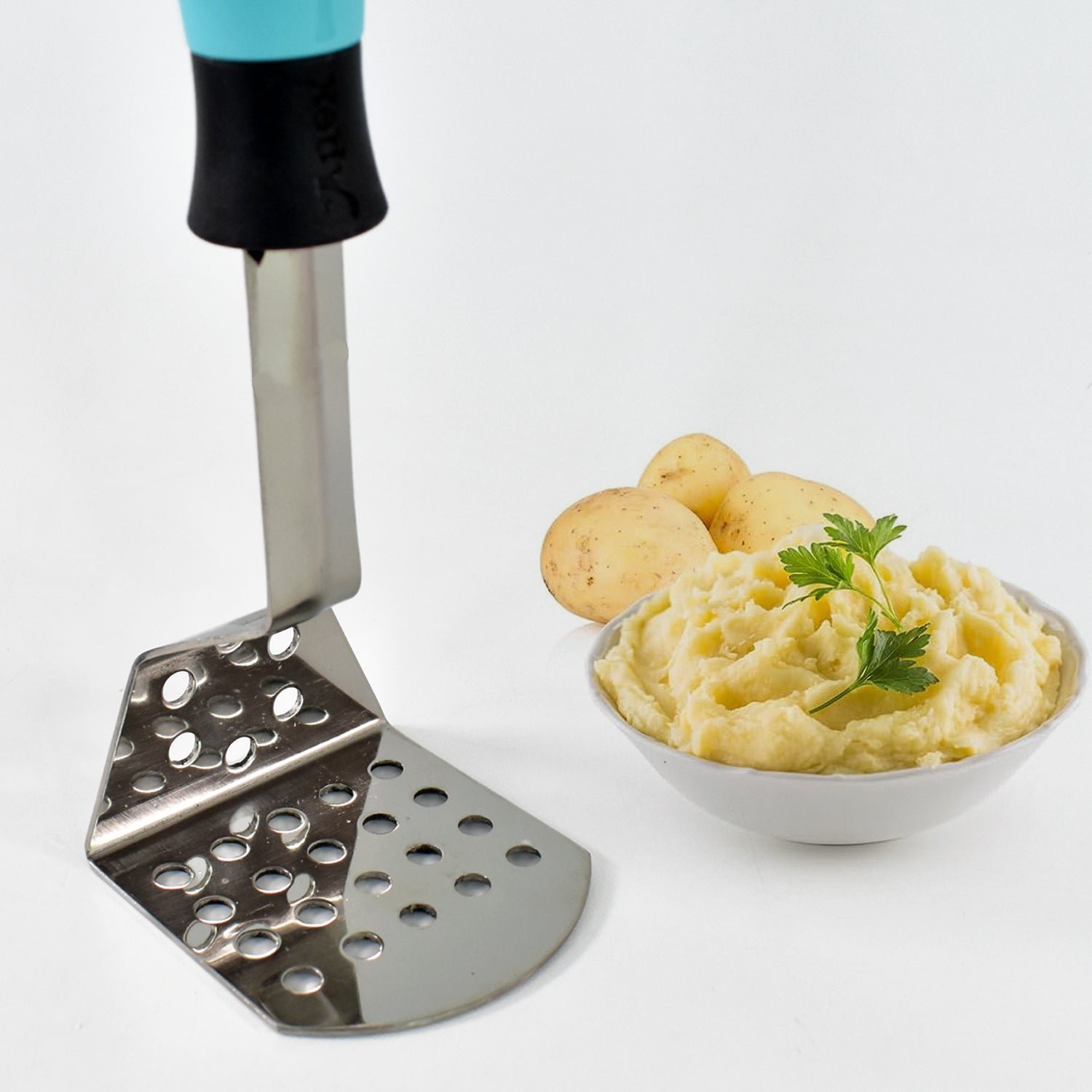 Apex L-Handle Stainless Steel Potato Masher Ergonomic Grip (1 Pc) - Shivani Jaswal Apex L-Handle Stainless Steel Potato Masher Ergonomic Grip (1 Pc)