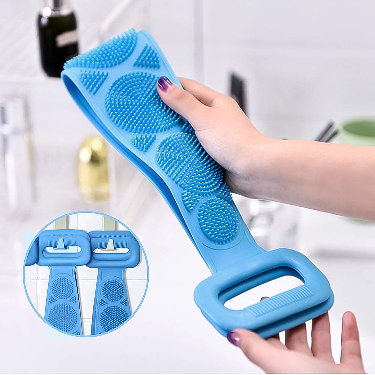 Silicone Body Back Scrubber Double Side Bathing Brush for Skin Deep Cleaning Massage, Dead Skin Removal (77 Gm | Small Size / 1pc) - Shivani Jaswal Silicone Body Back Scrubber Double Side Bathing Brush for Skin Deep Cleaning Massage, Dead Skin Removal (77 Gm | Small Size / 1pc)