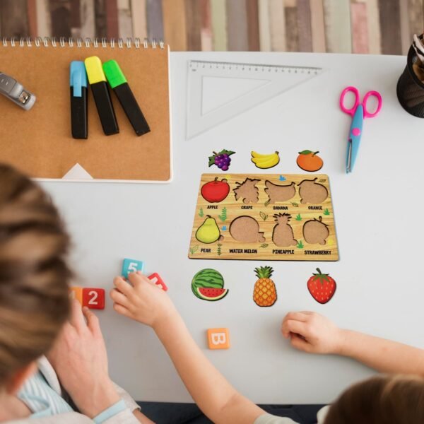 Wooden Fruits Puzzle Learning Educational Board (1 Set / 28Ã—20 Cm)