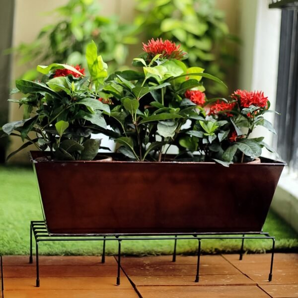 Metal Rectangle Flower plant stand for balcony (60Ã—20 Cm / 2 Pc Set)