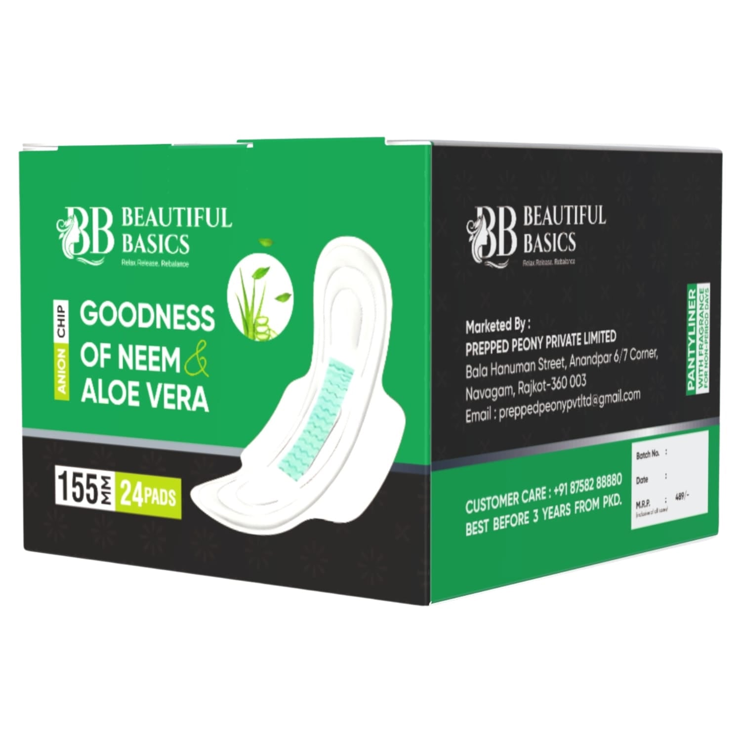 Sanitary Pantyliner with Neem & Aloe Vera, Ultra Thin, PH Balanced, Antibacterial (24 Pads, 155mm) - Shivani Jaswal Sanitary Pantyliner with Neem & Aloe Vera, Ultra Thin, PH Balanced, Antibacterial (24 Pads, 155mm)