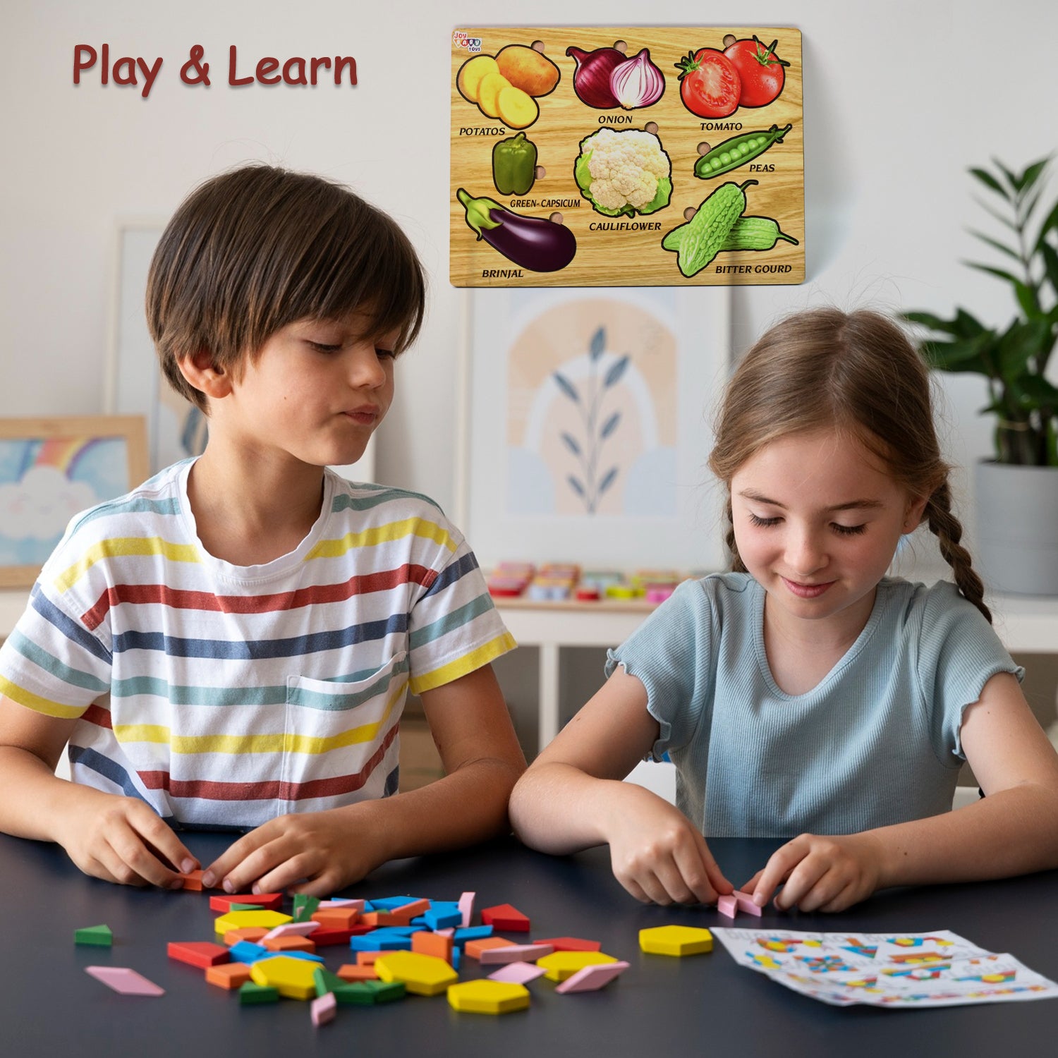 Wooden Vegetable Puzzle Learning Educational Board (1 Set / 28×20 Cm) - Shivani Jaswal Wooden Vegetable Puzzle Learning Educational Board (1 Set / 28×20 Cm)