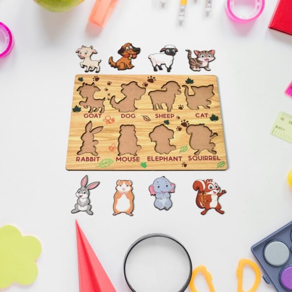 Wooden Animal Puzzle Learning Educational Board (1 Set / 28Ã—20 Cm)