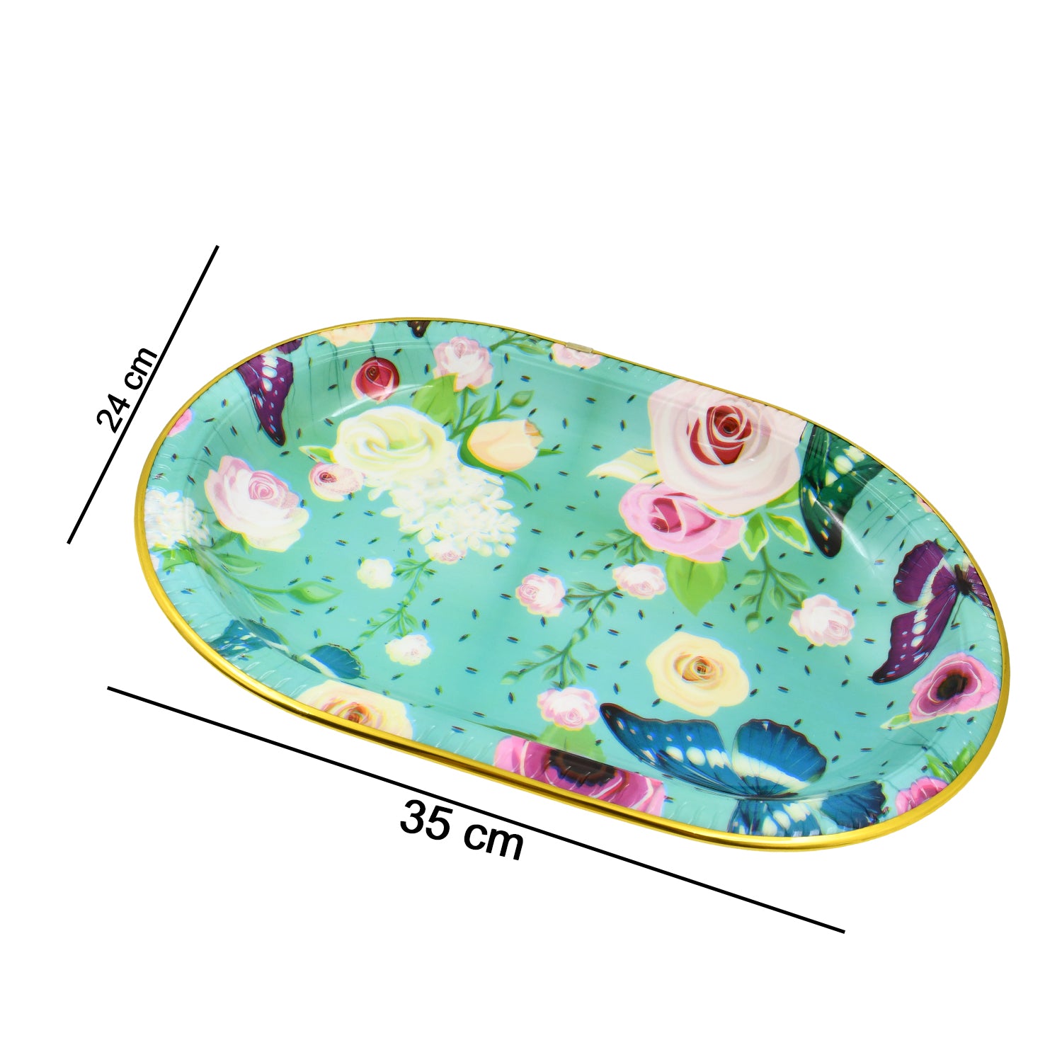 Big Plastic Flower Printed Design Serving Tray (1 Pc / 35 x 24 CM / Mix Color) - Shivani Jaswal Big Plastic Flower Printed Design Serving Tray (1 Pc / 35 x 24 CM / Mix Color)