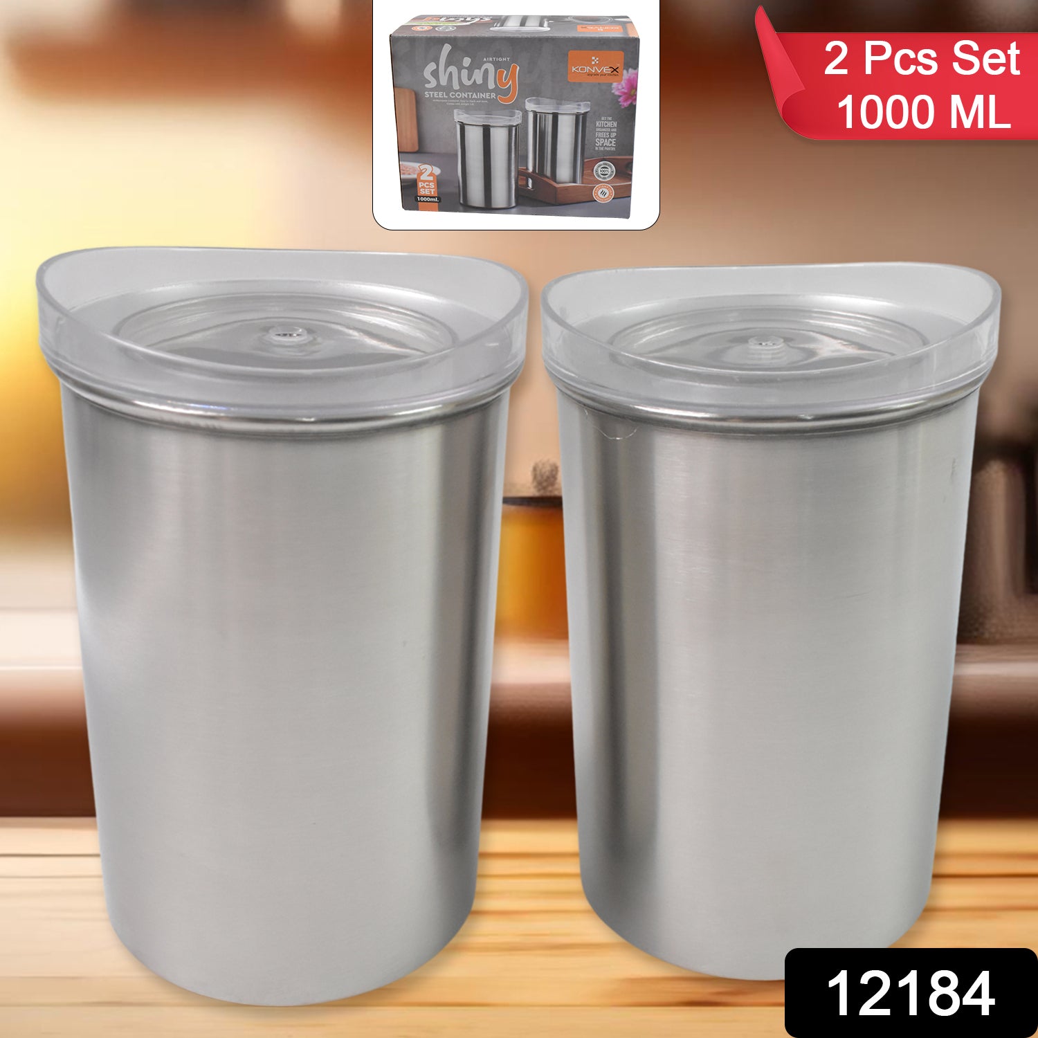 Multipurpose Stainless Steel Airtight Containers with See Through Lid (2 Pc Set / 1000 ML) - Shivani Jaswal Multipurpose Stainless Steel Airtight Containers with See Through Lid (2 Pc Set / 1000 ML)