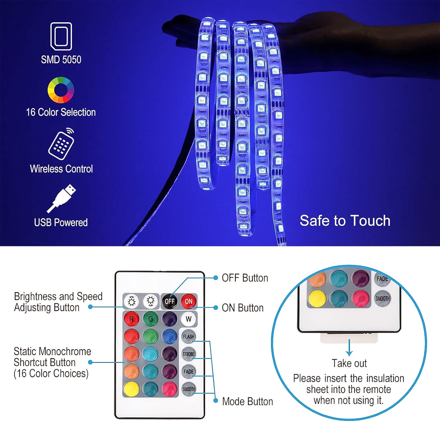 3M RGB LED Strip Lights, LED Mood Lights (1 Set) - Shivani Jaswal 3M RGB LED Strip Lights, LED Mood Lights (1 Set)