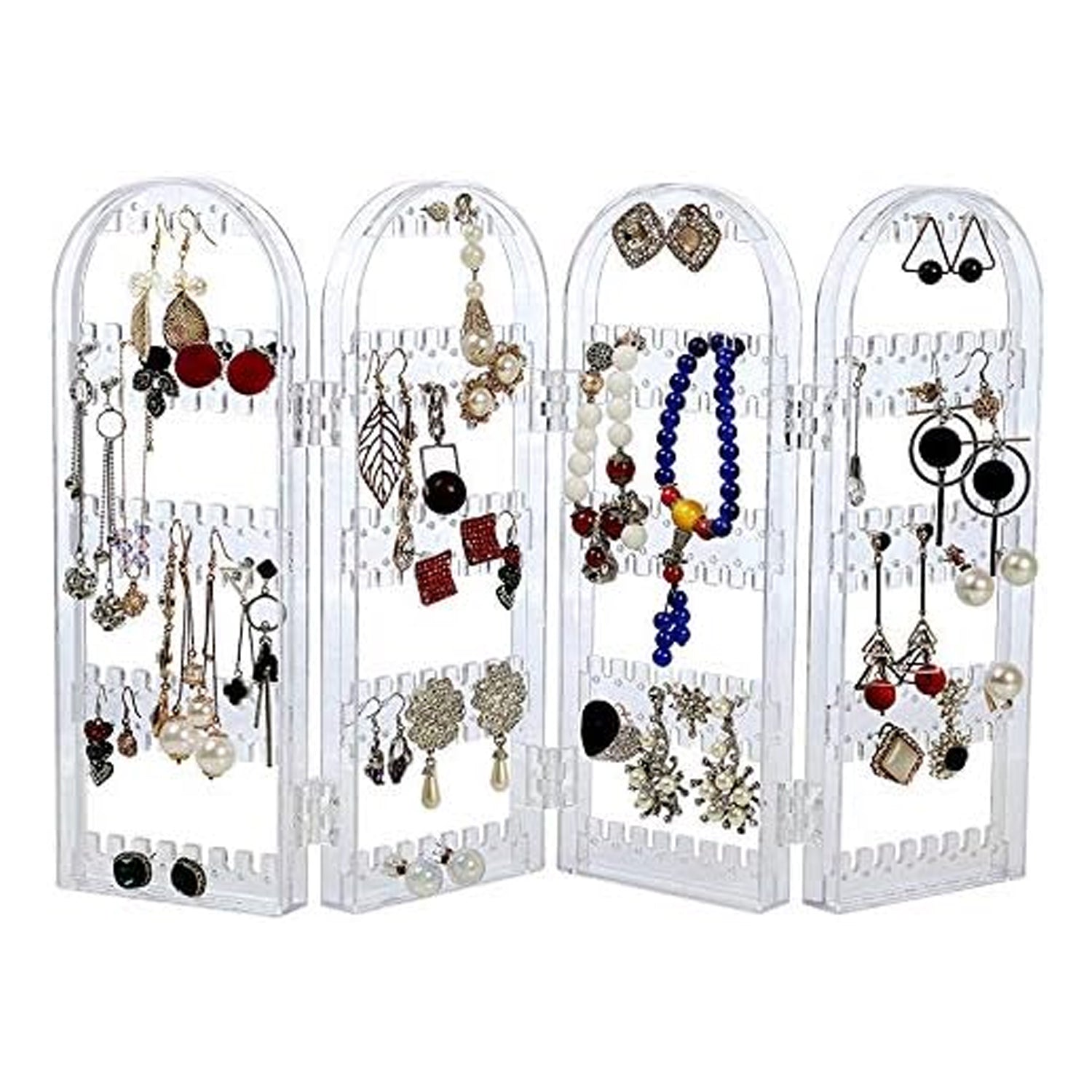 4 Folding Storage Hanger Acrylic Earring Screen Holder Display Stand Clear (1 Set) - Shivani Jaswal 4 Folding Storage Hanger Acrylic Earring Screen Holder Display Stand Clear (1 Set)