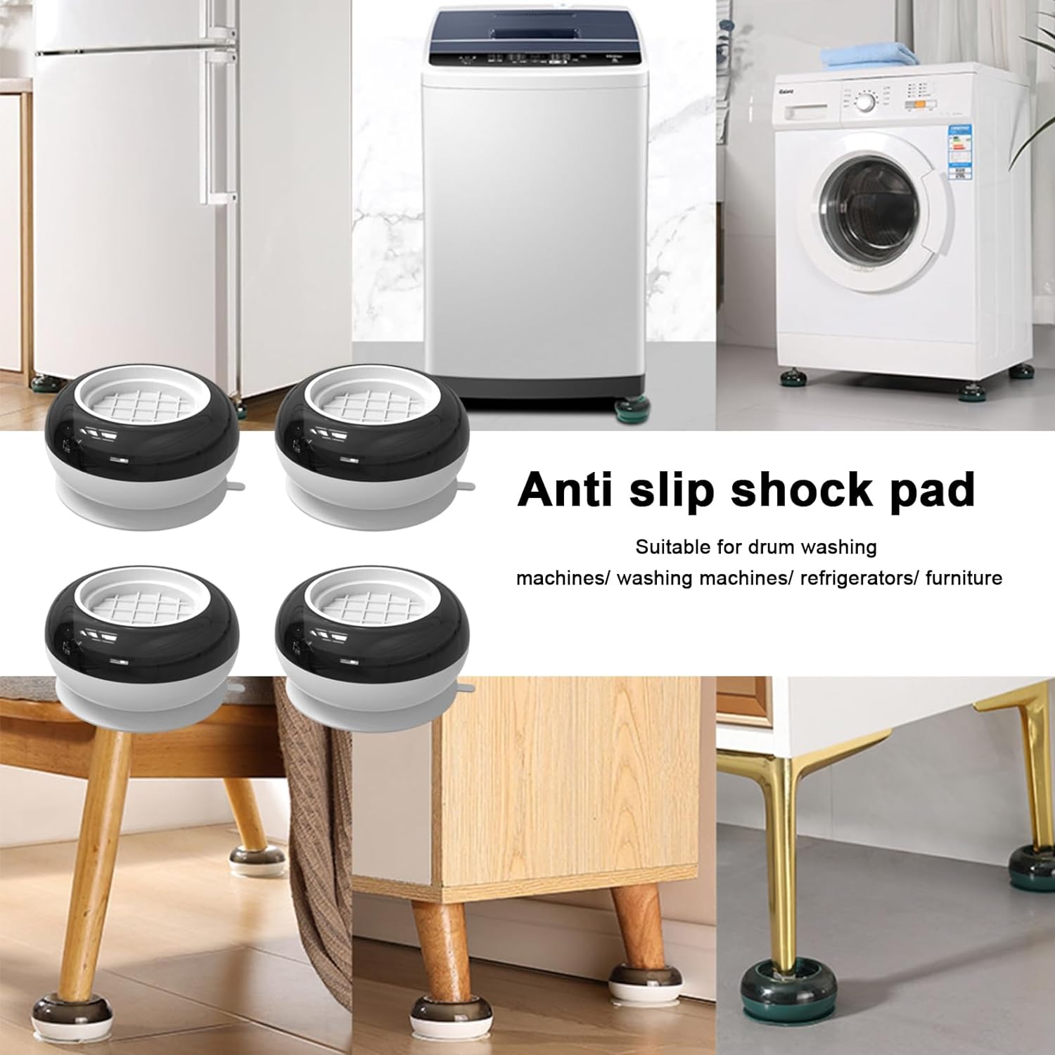 Anti Vibration Pads for Washing Machine, Washing Machine Base Foot Pads Non Slip Heighten Shock and Noise Cancelling Base Pads (4 pcs Set) - Shivani Jaswal Anti Vibration Pads for Washing Machine, Washing Machine Base Foot Pads Non Slip Heighten Shock and Noise Cancelling Base Pads (4 pcs Set)