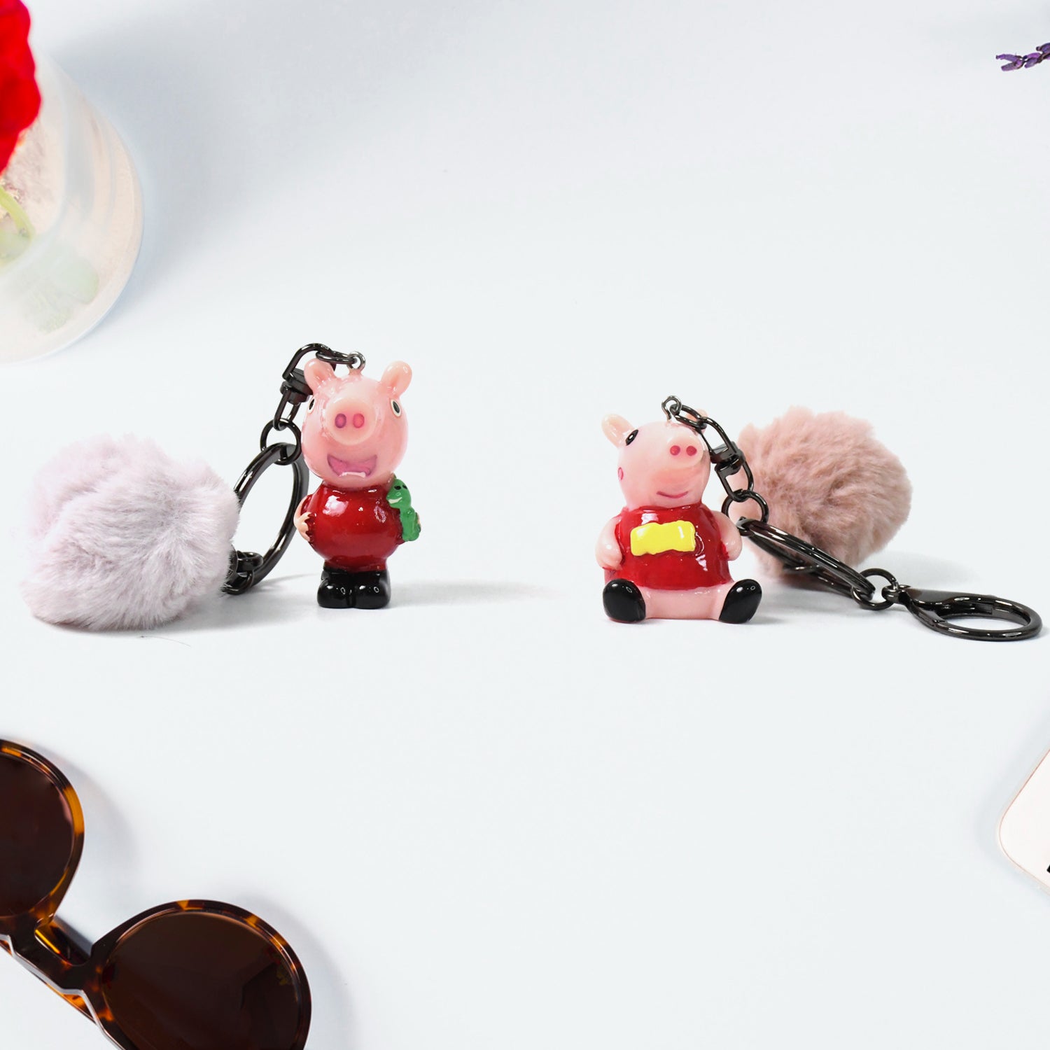 Cute Cartoon Keychain with Fluffy Pom (1 Pc / Mix Design) - Shivani Jaswal Cute Cartoon Keychain with Fluffy Pom (1 Pc / Mix Design)