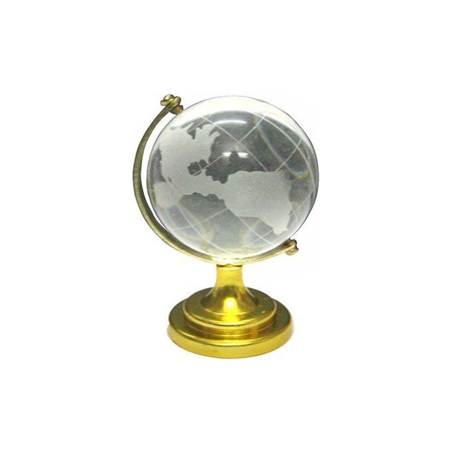 Crystal Globe / World Map 50 mm with Golden Stand (1 Pc) - Shivani Jaswal Crystal Globe / World Map 50 mm with Golden Stand (1 Pc)