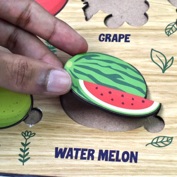 Wooden Fruits Puzzle Learning Educational Board (1 Set / 28Ã—20 Cm)