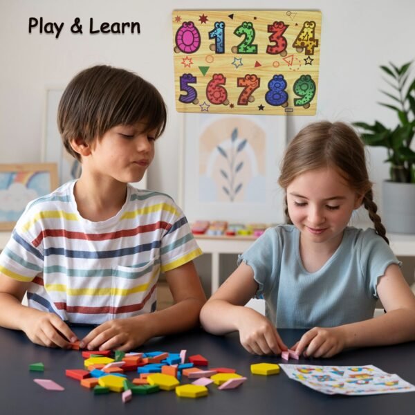 Wooden Number Puzzle Learning Educational Board (1 Set / 28Ã—20 Cm)