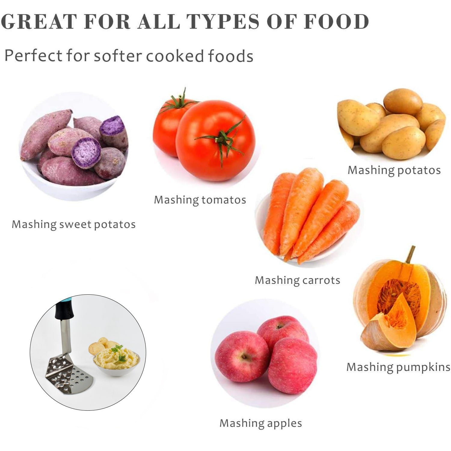 Apex L-Handle Stainless Steel Potato Masher Ergonomic Grip (1 Pc) - Shivani Jaswal Apex L-Handle Stainless Steel Potato Masher Ergonomic Grip (1 Pc)