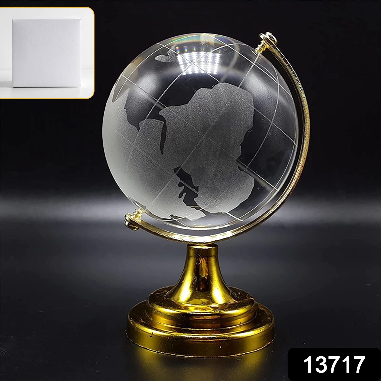 Crystal Globe / World Map 50 mm with Golden Stand (1 Pc) - Shivani Jaswal Crystal Globe / World Map 50 mm with Golden Stand (1 Pc)
