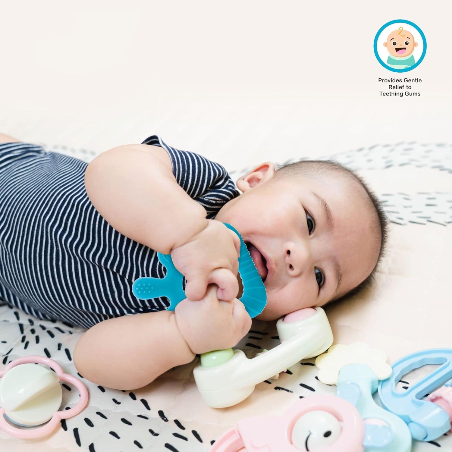 Silicone Baby Teether Pack of 1 (Mix Design & Color) - Shivani Jaswal Silicone Baby Teether Pack of 1 (Mix Design & Color)