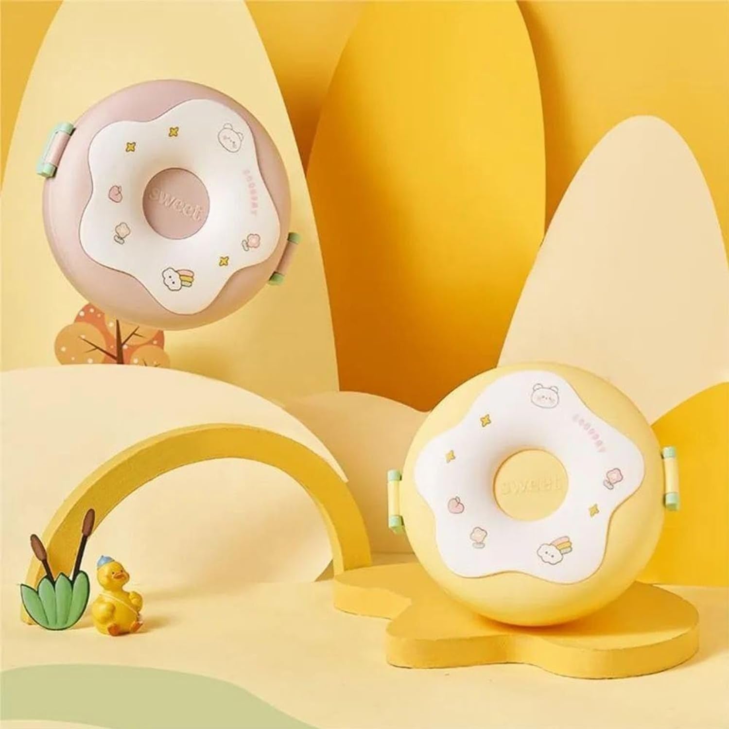 Donut Shaped Double Insulated 3 Compartment Lunch Box (1 Pc / Mix Color) - Shivani Jaswal Donut Shaped Double Insulated 3 Compartment Lunch Box (1 Pc / Mix Color)
