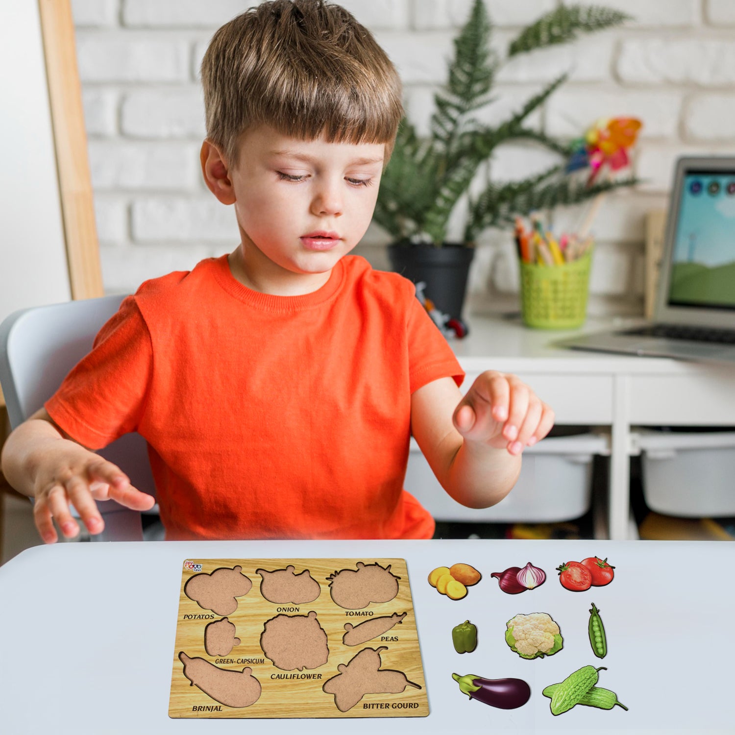 Wooden Vegetable Puzzle Learning Educational Board (1 Set / 28×20 Cm) - Shivani Jaswal Wooden Vegetable Puzzle Learning Educational Board (1 Set / 28×20 Cm)