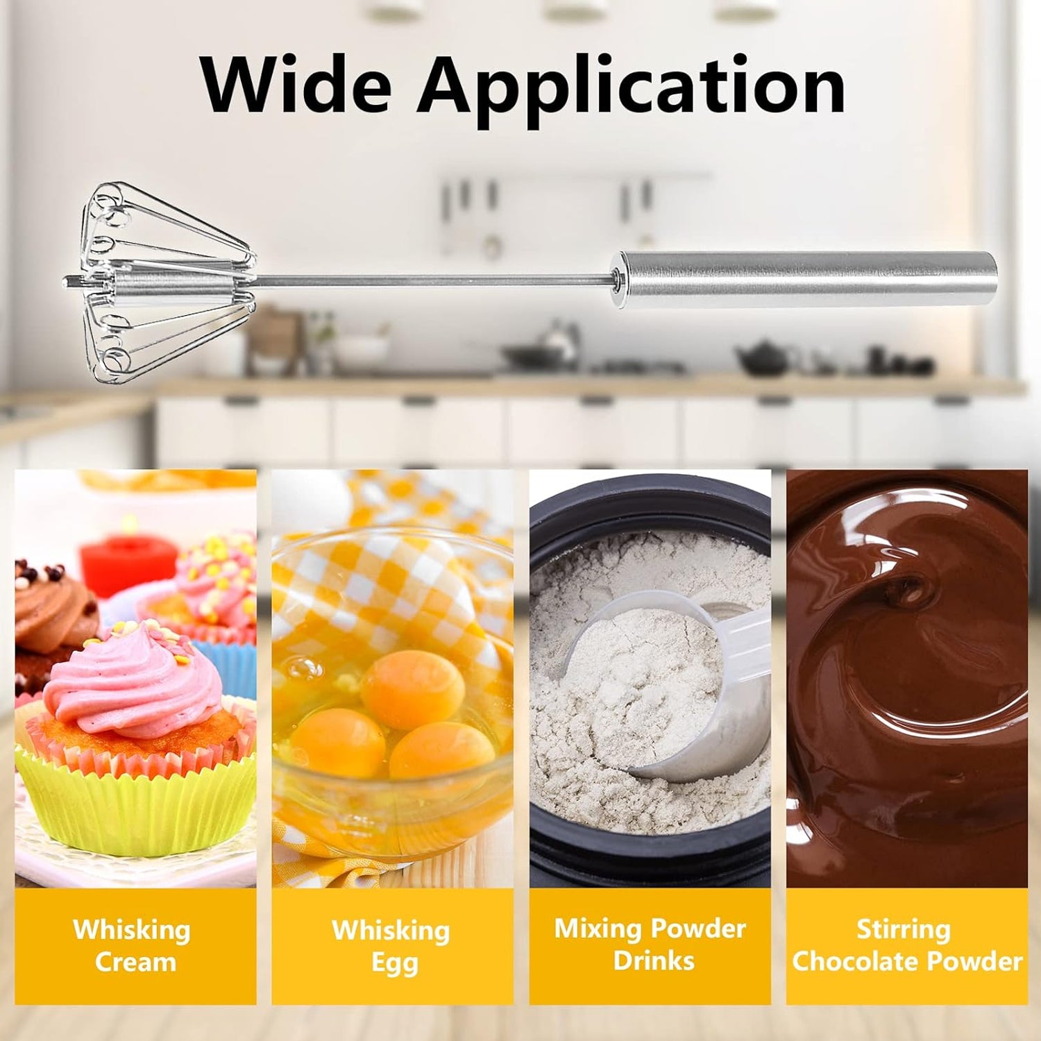 Medium Stainless Steel Egg Whisk, Hand Push Rotary Whisk Blender (1 Pc / 30 Cm) - Shivani Jaswal Medium Stainless Steel Egg Whisk, Hand Push Rotary Whisk Blender (1 Pc / 30 Cm)