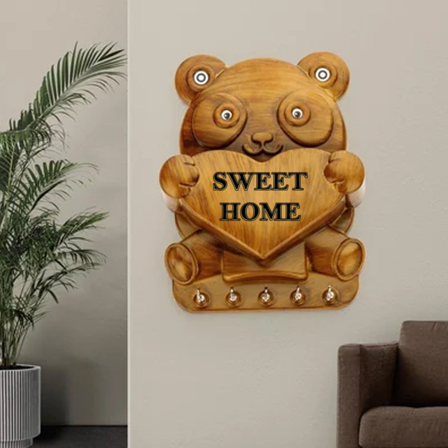 Cute Plastic Panda Key Holder, Wall Key Rack with 5 Hooks (1 Pc) - Shivani Jaswal Cute Plastic Panda Key Holder, Wall Key Rack with 5 Hooks (1 Pc)