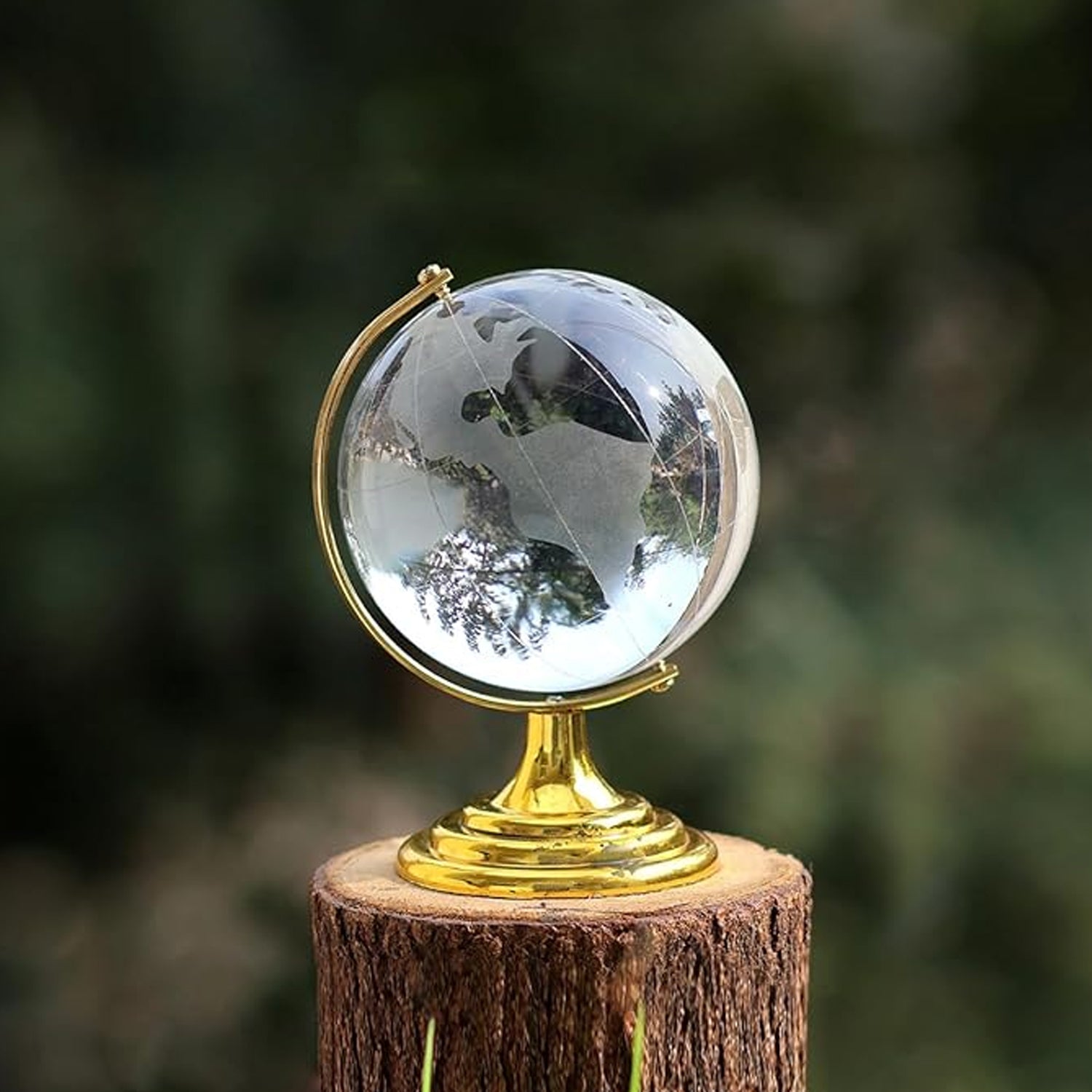 Crystal Globe / World Map 50 mm with Golden Stand (1 Pc) - Shivani Jaswal Crystal Globe / World Map 50 mm with Golden Stand (1 Pc)