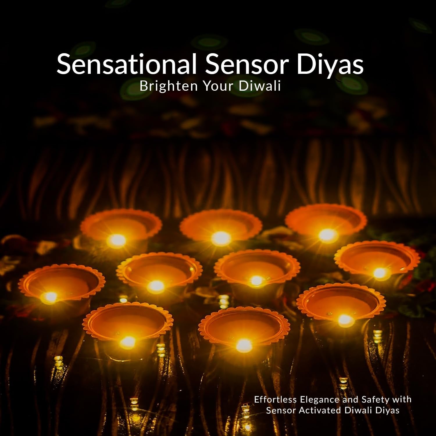 Water Sensor Diyas for Diwali Decoration (12 Pcs Set) - Shivani Jaswal Water Sensor Diyas for Diwali Decoration (12 Pcs Set)