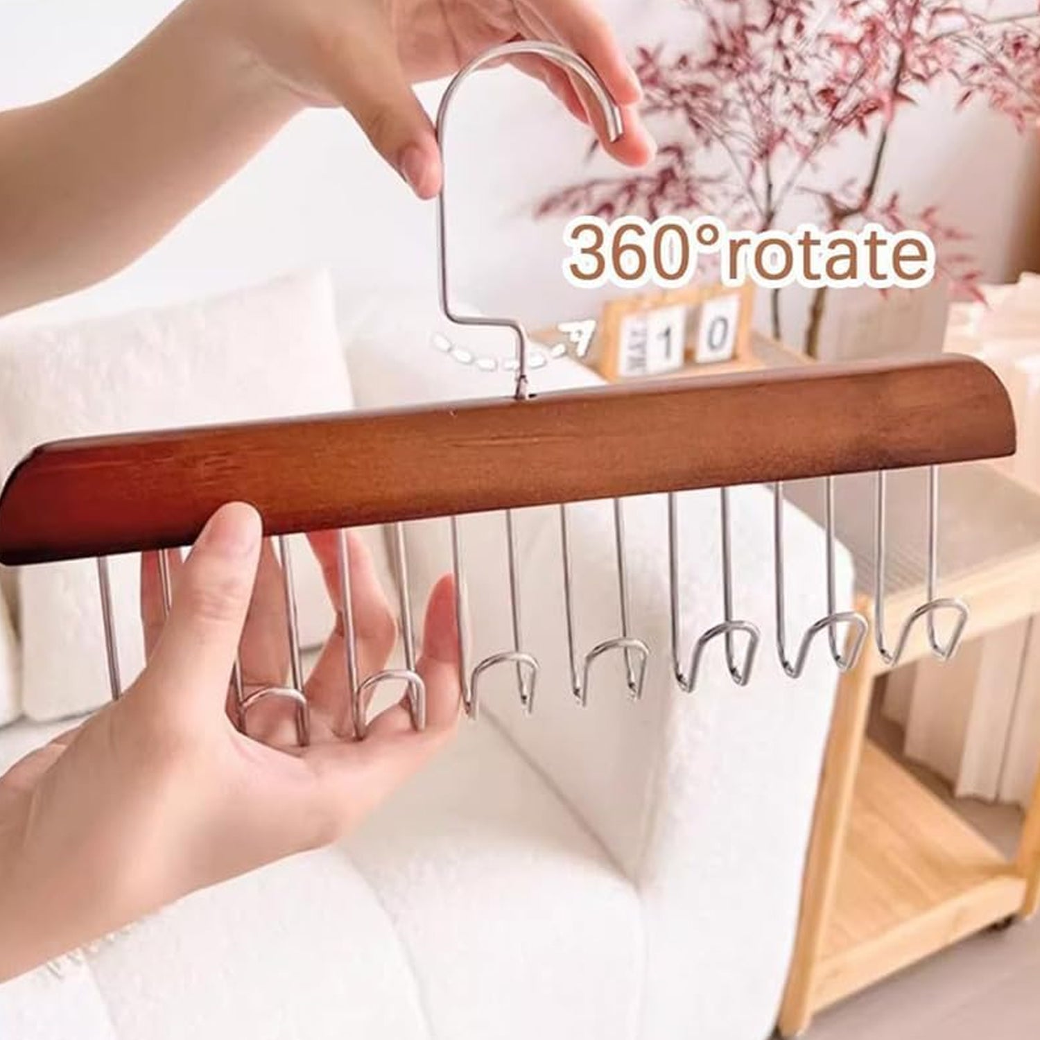 Space Saving 8 Hooks Wooden Hangers (1 Pc) - Shivani Jaswal Space Saving 8 Hooks Wooden Hangers (1 Pc)