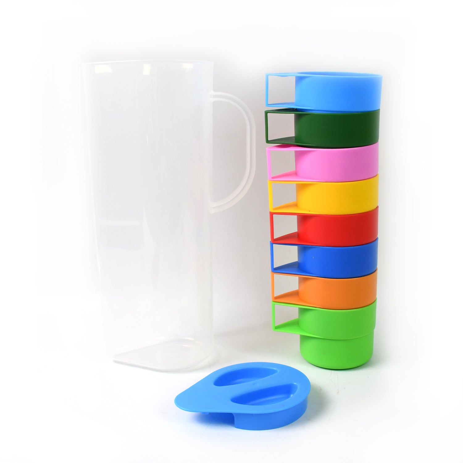 Rainbow Picnic Plastic Pitcher / Jug / Kettle Glass / Cup Set Water Bottle+Cup (9 Pcs Set) - Shivani Jaswal Rainbow Picnic Plastic Pitcher / Jug / Kettle Glass / Cup Set Water Bottle+Cup (9 Pcs Set)
