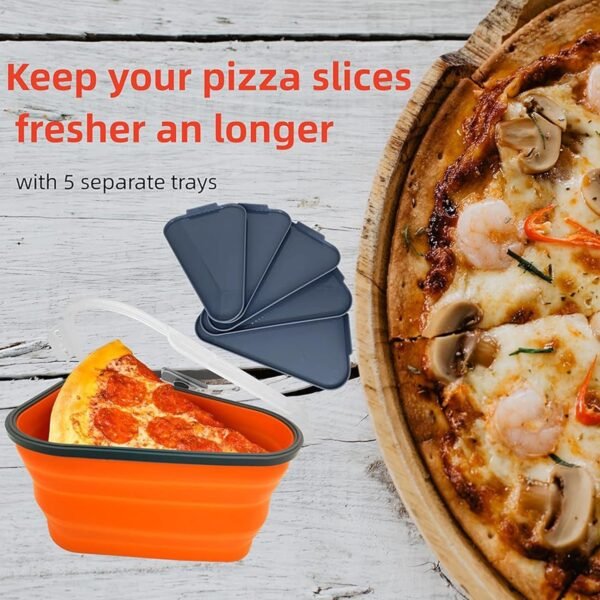 Reusable Expandable Pizza Storage Container with 5 Microwavable Trays â€“ Adjustable for Home & Outdoor Use