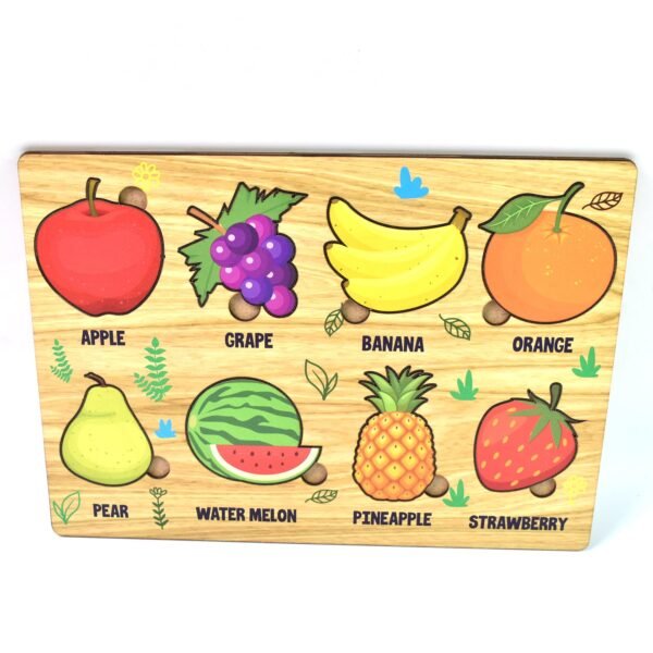 Wooden Fruits Puzzle Learning Educational Board (1 Set / 28Ã—20 Cm)