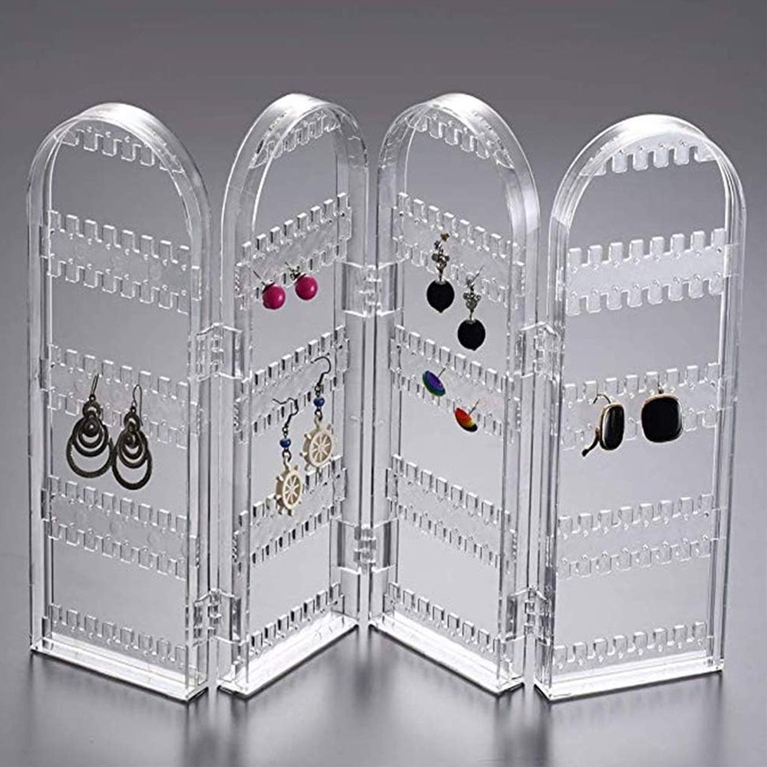 4 Folding Storage Hanger Acrylic Earring Screen Holder Display Stand Clear (1 Set) - Shivani Jaswal 4 Folding Storage Hanger Acrylic Earring Screen Holder Display Stand Clear (1 Set)