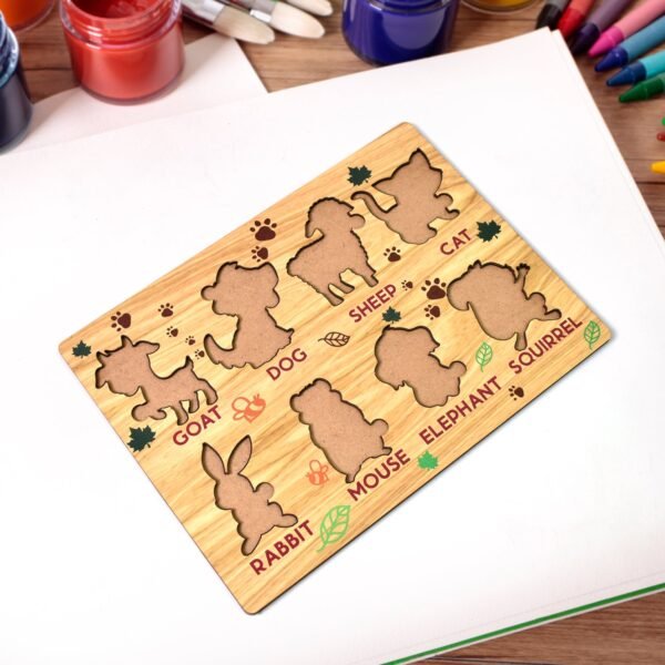 Wooden Animal Puzzle Learning Educational Board (1 Set / 28Ã—20 Cm)