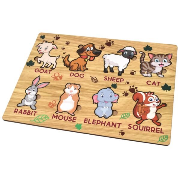 Wooden Animal Puzzle Learning Educational Board (1 Set / 28Ã—20 Cm)