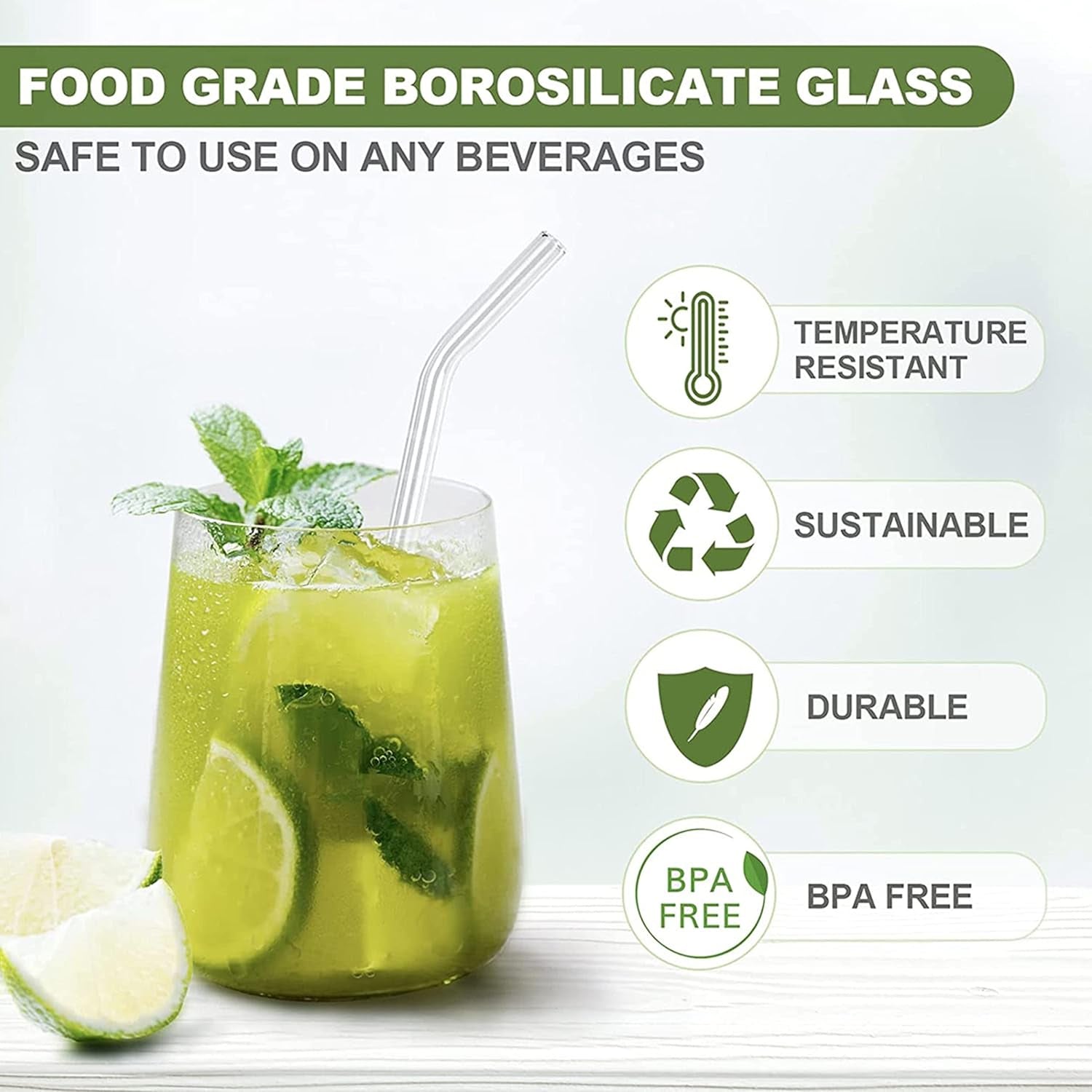 Reusable Glass Straws Clear Glass Drinking Straw 5Pc - Shivani Jaswal Reusable Glass Straws Clear Glass Drinking Straw 5Pc