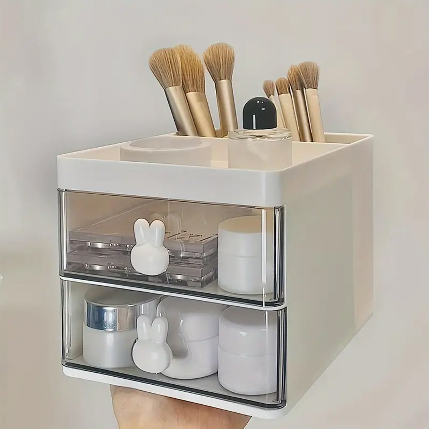 2 Layer 5 Compartment Desk Organizer with Transparent Drawer (1 Pc / 15×13×11 Cm) - Shivani Jaswal 2 Layer 5 Compartment Desk Organizer with Transparent Drawer (1 Pc / 15×13×11 Cm)