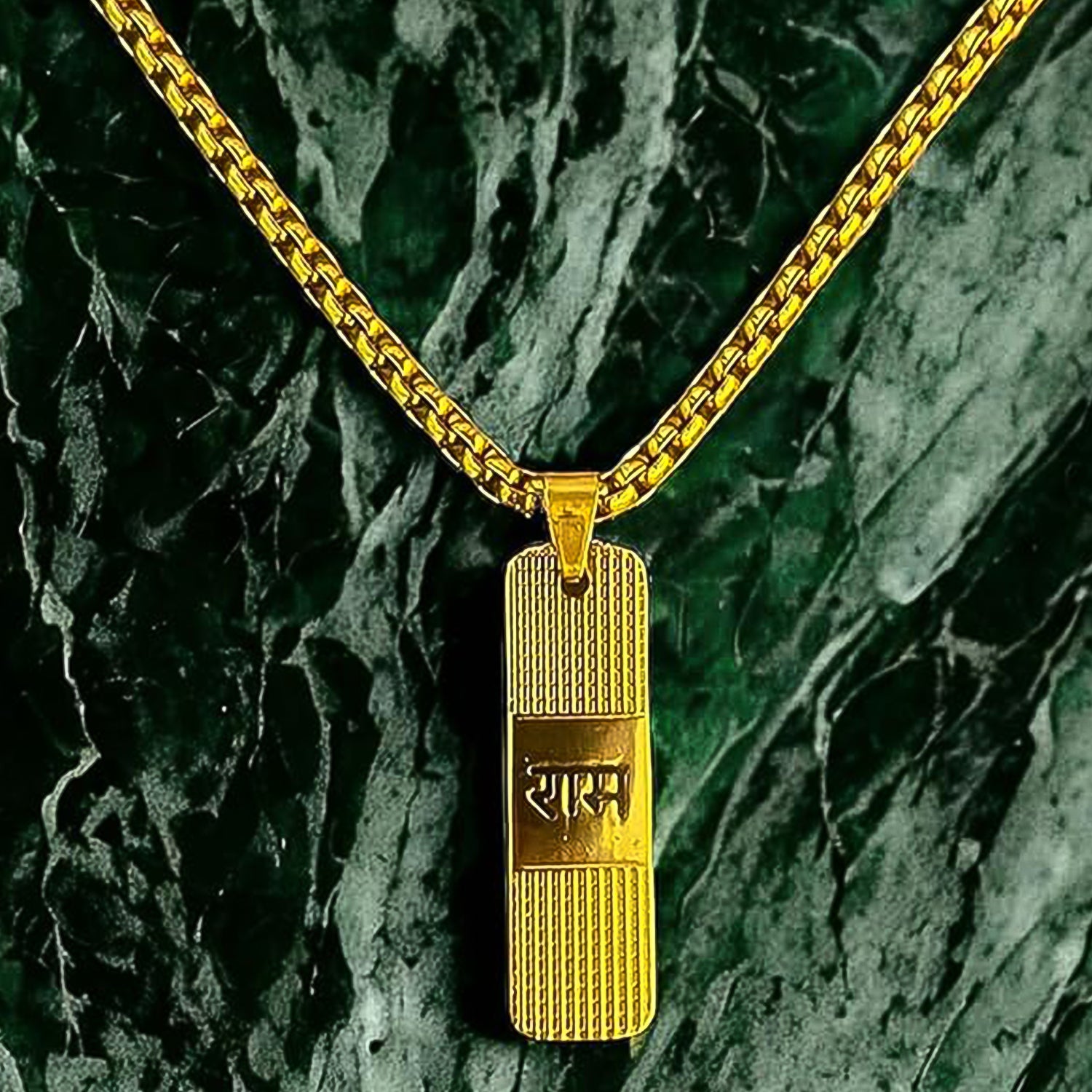 Golden Ram Naam Locket With Chain (1 Pc) - Shivani Jaswal Golden Ram Naam Locket With Chain (1 Pc)