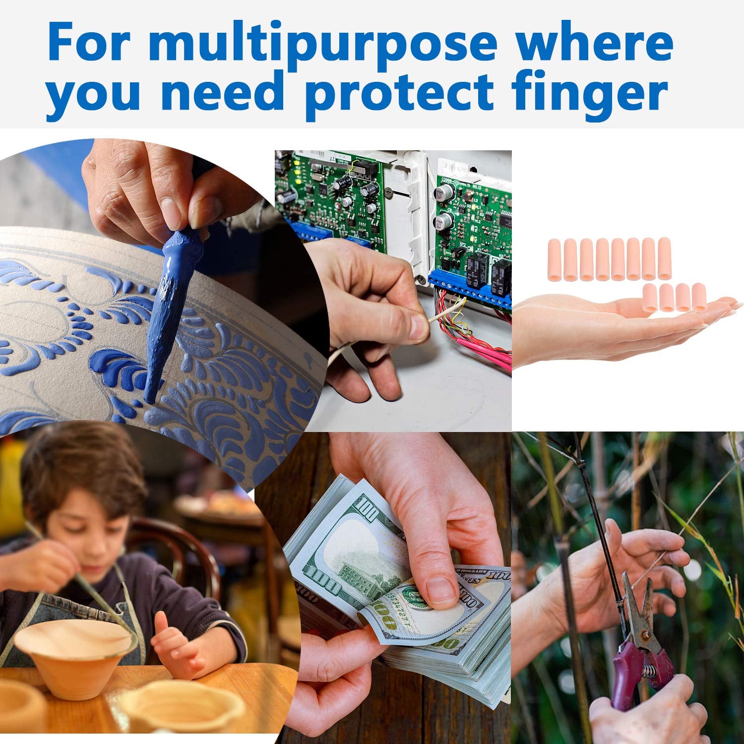 Finger Caps, Silicone Finger Protectors Sleeves (Finger Cots / 5 Pcs Set) - Shivani Jaswal Finger Caps, Silicone Finger Protectors Sleeves (Finger Cots / 5 Pcs Set)