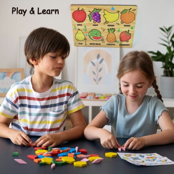 Wooden Fruits Puzzle Learning Educational Board (1 Set / 28Ã—20 Cm)