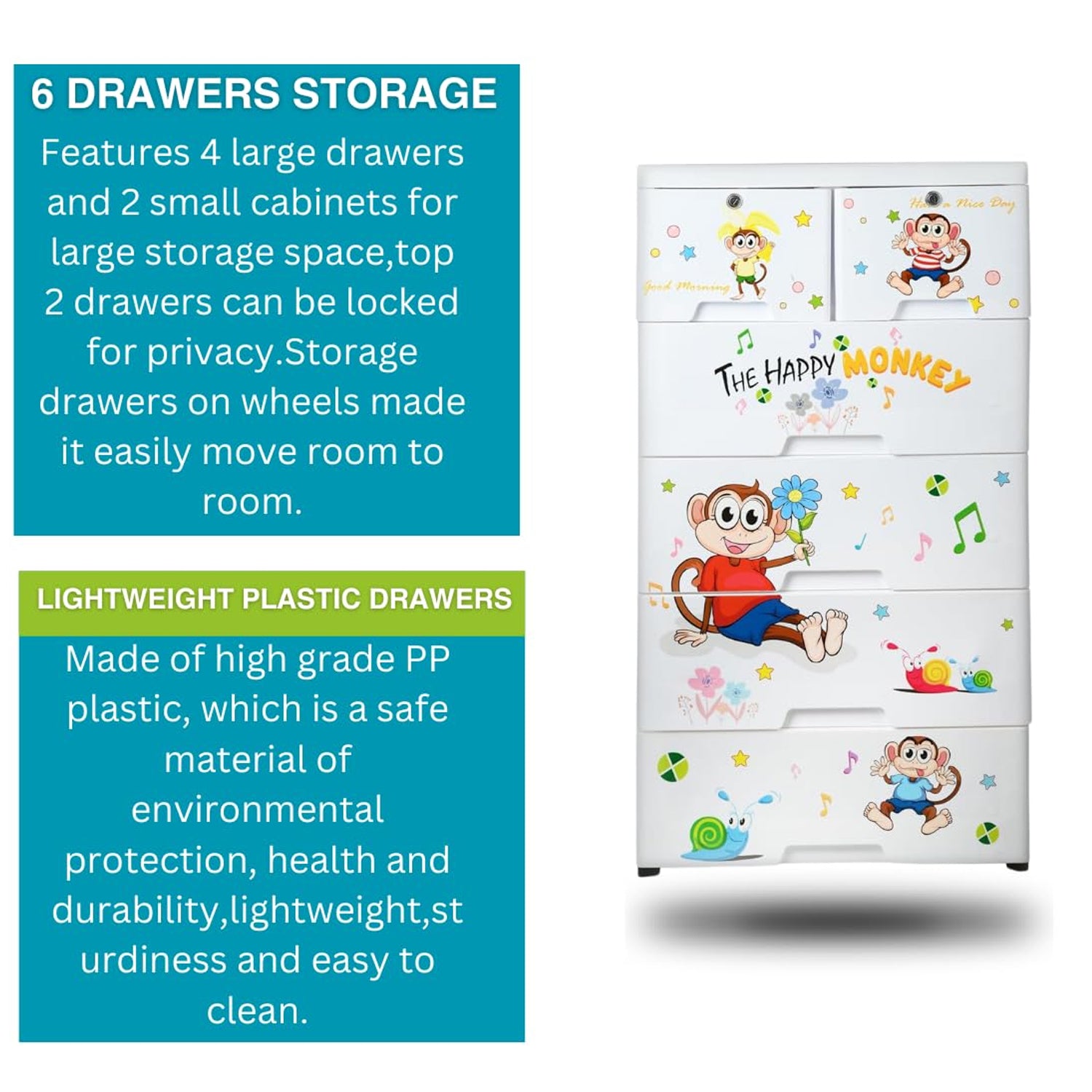 Kid's Plastic Chest of 6 Drawers, Multi-Purpose Storage Organizer/Wardrobe for Kids - Shivani Jaswal Kid's Plastic Chest of 6 Drawers, Multi-Purpose Storage Organizer/Wardrobe for Kids