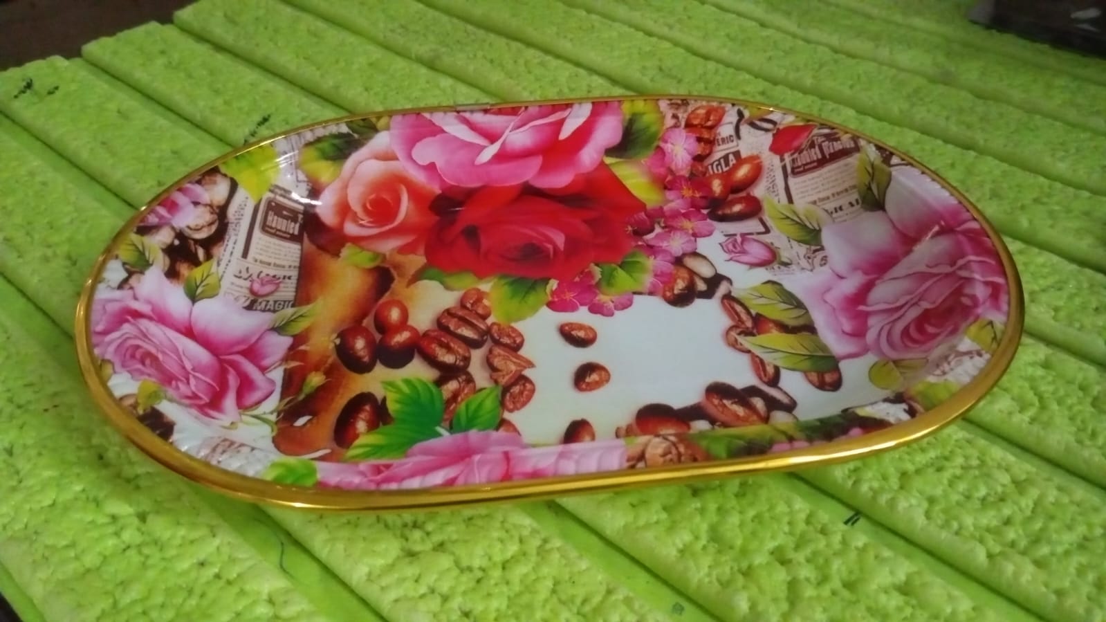 Small Plastic Flower Printed Design Serving Tray (1 Pc / 27 x 18 CM / Mix Color) - Shivani Jaswal Small Plastic Flower Printed Design Serving Tray (1 Pc / 27 x 18 CM / Mix Color)